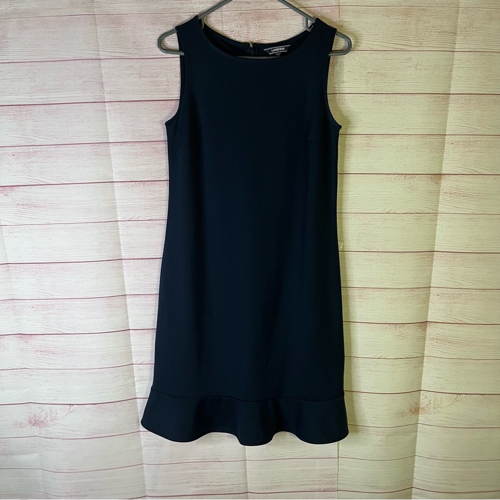 Lands’ End NEW Soft Navy Blue Sleeveless Ruffle Hem Dress‎ Size 4